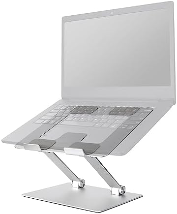 Amazon Basics Sturdy and Portable Ergonomic Laptop Stand for Desk,Height Adjustable Riser with Ventilated Cooling,Foldable,Fits All Laptops up to 17.3 Inch,Silver,10 x 8.7 x 6 in,(Pack of 12)