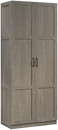 Sauder Select 71" Storage Cabinet, Pantry Cabinet Kitchen Storage with Adjustable Shelves, Bathroom Storage Cabinet, in Silver Sycamore