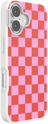 PopSockets iPhone 17 Phone Case with MagSafe- to-Go Wrap | Magnetic, Wireless Charging, Camera & Drop Protection, Checkered, Red, Textured