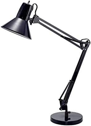 Bostitch Office VLF100D Swing Arm Desk Lamp, Metal, 36" Reach with Multi-Joint Adjustment, Includes Replaceable LED Bulb (VLF), Black