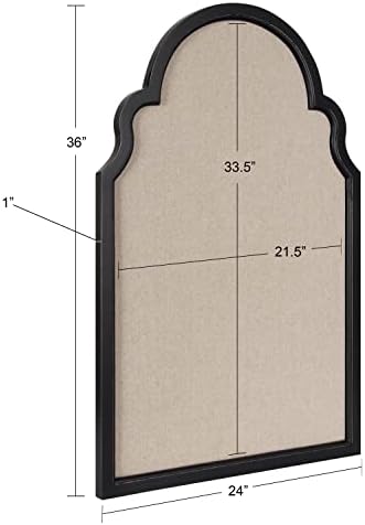 Kate and Laurel Hogan Farmhouse Framed Arch Fabric Pinboard; 24 x 36; Black; Decorative Bulletin Board with Moroccan Arch and Linen Fabric Pinning Surface for Wall