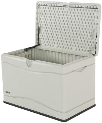 LIFETIME 60059 Black Bottom & Desert (Tan) Sides and Lid Outdoor Storage Box-80 Gal, 80 Gallon, Desert Sand