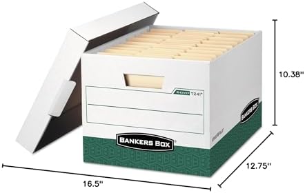 Bankers Box 12-Pack Heavy-Duty File Storage Boxes, Letter/Legal, FastFold