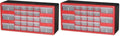 Akro-Mils 26-Drawer Plastic Drawer Storage Cabinet for Garage Organization, Bead Organizer, Building Bricks Storage, Teacher Toolbox, Makeup Organizer, 20-Inch W x 6-Inch D x 10-Inch H, 10126 Red