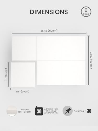 Bumusty 36"x 24" Large Felt Bulletin Board Tiles, Milky White