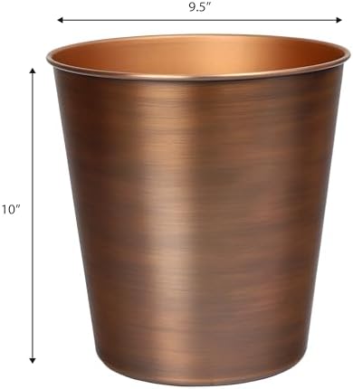 happimess Nolan 2 Gal Smooth Steel Wastebasket, Antique Copper, Set of 2