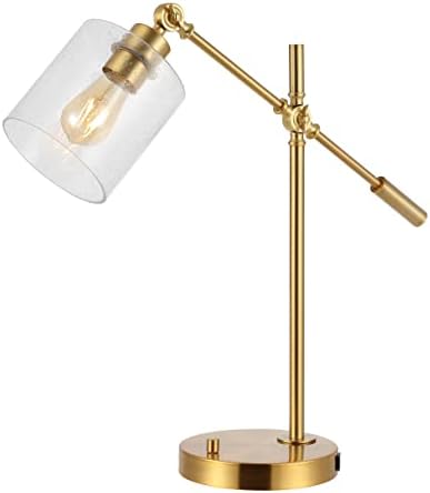 JONATHAN Y Kathryn 23" Metal Seeded Glass Modern Task Lamp, Brass Gold
