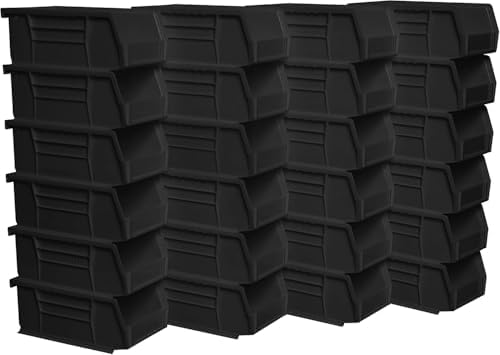 Akro-Mils 30220 AkroBins Plastic Storage Bins, 7"x4"x3", Black, 24-Pack