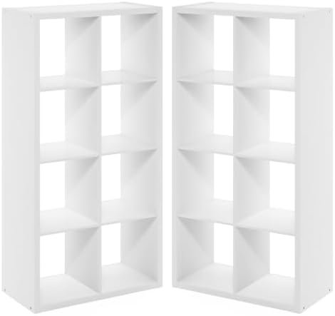 Furinno Cubicle Book Shelf Set of 2, 8-Cube Bookshelf, White
