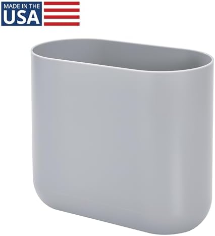 iDesign Small Slim Plastic Bathroom Trash Can, Gray