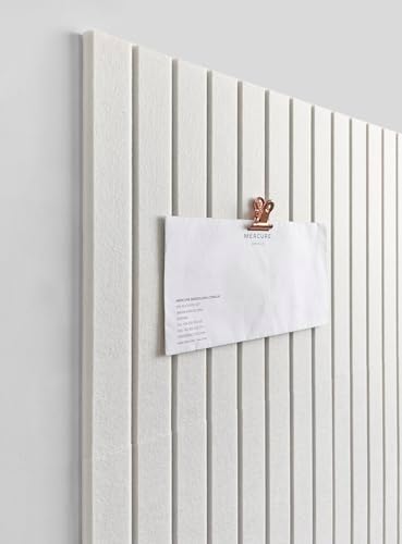 Slated Felt Bulletin Board Tiles | Cork Board Alternative for Walls | Wall Panels for Office & Home Decor | Aesthetic Pinboard & Photo Board | 12-Pack (11.8" x 11.8") with Adhesive | Warm White