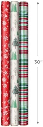 Hallmark Christmas Wrapping Paper with Ribbon, Bows, Seals (Red and Green)