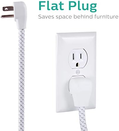 Philips 6-Outlet Extender Surge Protector, Wall Tap, ETL Listed, White, SPP3461WA/37 & Philips 6 Outlet Power Strip Surge Protector, 6 Ft Power Cord, Designer Braided Extension Cord, White