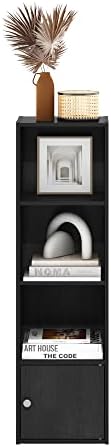 Furinno Luder Shelf Bookcase with 1 Door Storage Cabinet, Blackwood