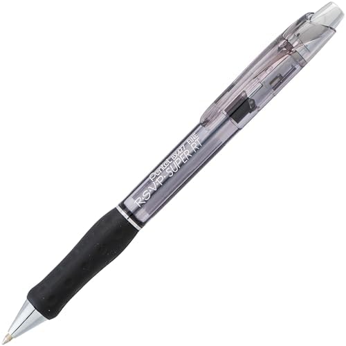 Pentel RSVP Super RT Ballpoint Pen, (0.7mm) Fine Line, Black Ink, Box of 12 (BX477-A)