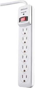 Southwire Woods Surge Protector Power Strip - 900J Overload Protection - 3 Foot Cord - UL Listed Surge Protector - Built-In Circuit Breaker - White - 6 Outlets