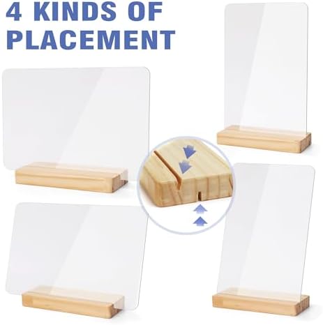 SELEAD Acrylic Clear Board Bar Signs with Wooden Stand - 2 Pack 8x12 Inch