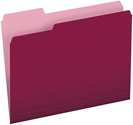 Pendaflex Two-Tone Color File Folders, Letter Size, 1/3 Cut, Burgundy, 100 Per box (152 1/3 BUR)