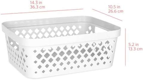 Glad Plastic Storage Basket Set, Value Pack of 6 | Open Storage Bins for Shelves, Bathroom, Pantry, Closet | Nesting Organizer Boxes with Handles, 2 Gallon, White