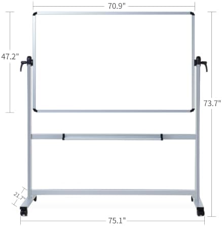 VIZ-PRO Double-Sided Magnetic Mobile Whiteboard, 72" x 48"