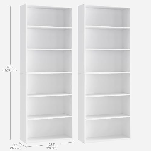 VASAGLE Set of 2 6-Tier Bookshelves, 23.6 Inches Wide