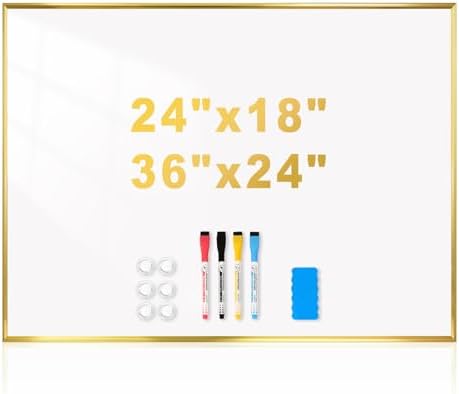 Large Magnetic Whiteboard, 36" x 24" Dry Erase White Board for Wall