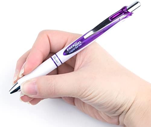 Pentel EnerGel Pearl Deluxe RTX Retractable Liquid Gel Pen, (0.7mm), Accent, Violet Ink, Box of 12 (BL77PW-V) (Pack of 2)