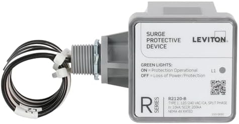 Leviton Type 1 Surge Protective Panel, Residential Home Surge Protection, 120/240 VAC, Split Phase, 36kA per Phase, R2120-B SPD (Pack of 3)