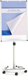 VIZ-PRO ECO Magnetic Mobile Whiteboard, 36 X 24 Inches, Easel Flipchart Stand Rolling Dry Erase Board with Paper Pads
