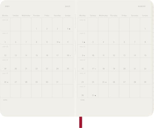 Moleskine 2027 12-Month Weekly Planner, Pocket, Scarlet Red, Softcover