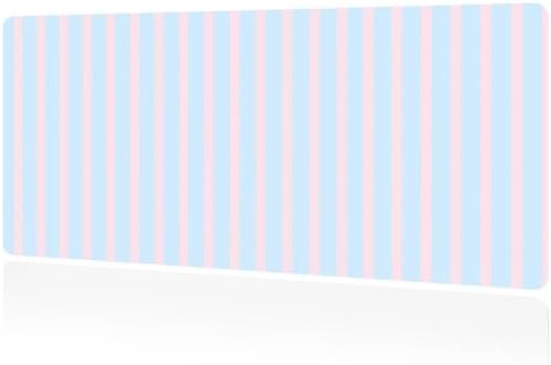 Girlish Pink Blue Stripes Desk Mat Small Gaming Mouse Pad