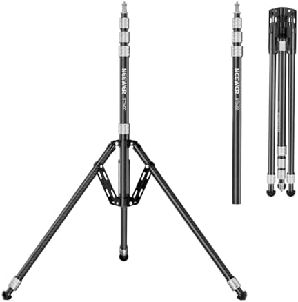 NEEWER Carbon Fiber Tripod Stand w Reversible Legs, 35"-102" Portable Lightweight Photography Light Stand for Strobe Softbox Ring Light Action Cam DSLR Streaming Recording, 6.6lb/3kg Max Load, ST260C
