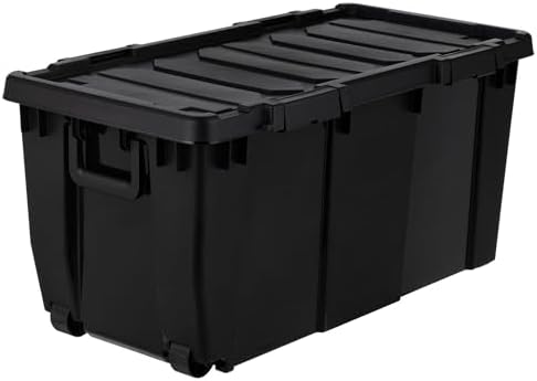 IRIS USA 2-Pack 32 Gal Heavy Duty Rolling Storage Totes with lids, Black