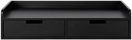Kate and Laurel Kitt Modern Floating Shelf with Drawers, 28 x 12 x 6.5 inches, Black, Chic Floating Storage Console Table or Desk for Wall