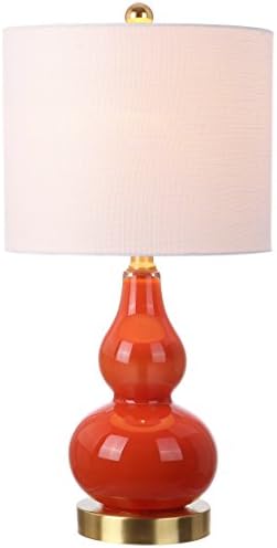 JONATHAN Y Anya Gourd Glass Table Lamp 20.5", Sunset Orange