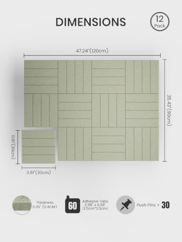 Bumusty 48" x 36" Large Cork Board Alternative, Sage
