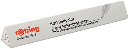 Rotring 600 Ballpoint Pen, Medium Point, Black Ink, Silver Metal Barrel, Refillable, 1 Count
