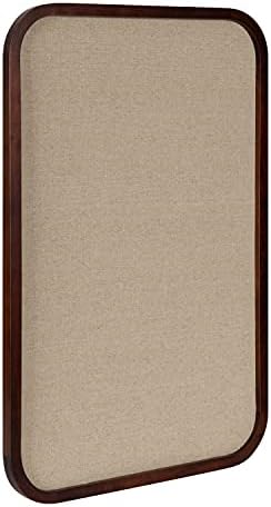 Kate and Laurel Hutton Transitional Pinboard, 20 x 30, Walnut Brown, Radius Rectangle Wall Organizer with Fabric Pinning Surface