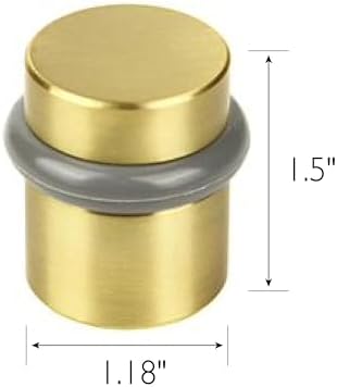 Modern Cylindrical Door Stop – Satin Brass Floor Rubber Bumper, 4-Pack – Design House, 188185