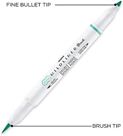 Zebra Pen MILDLINER No Bleed Brush Pen, Assorted Colors, Dual Tip, 25-Pack