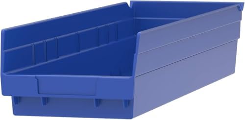 Akro-Mils 30164 Heavy Duty Plastic Shelf Bins, 24"x 6.5"x 4", Blue, 6-Pk