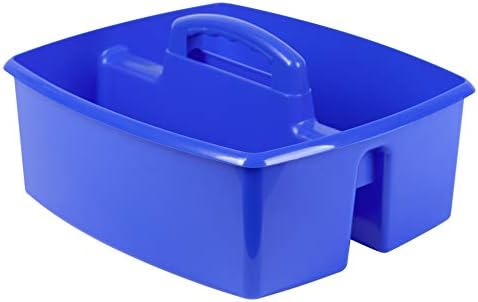 Storex Classroom Craft Caddy, 3 Compartment Plastic Organizer with Carry Handle, Assorted Colors, Color Assortment WILL Vary, 9.25 x 5.25 x 9.25 Inch, Case of Six 5-Packs (00941A06C)