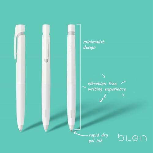 Zebra Pen bLen White Retractable Gel Pen, Blue Ink, 0.7mm, 6-Pack
