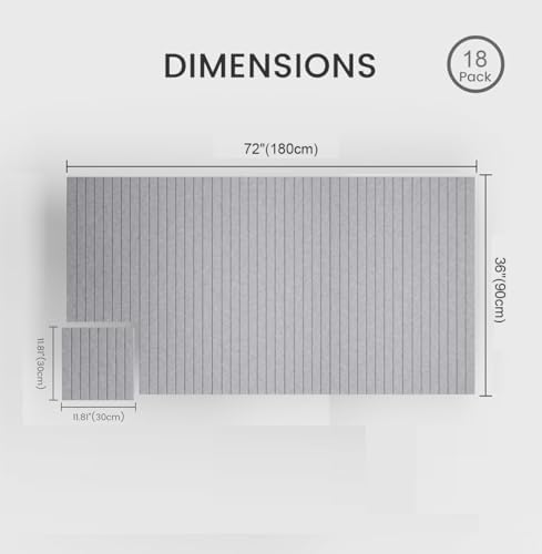 Large Felt Bulletin Board 72"x 36"-18 Felt Tiles Cork Board Wall Panels Home Office Wall Fabric Pin Board for Classroom/Kids Art Display/Photo Picture Wall/Acoustic,Self-Adhesive,Light Grey