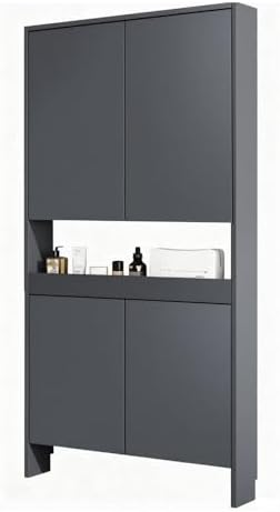 LINLIUA Behind the Door Bookshelf, 5 Shelf Behind Door Shelves with Storage, Space-Saving Wall Mount Narrow Bookcase Cabinet for Living Room Bedroom