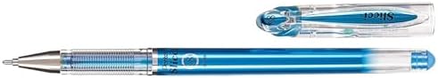 Pentel Arts Slicci Metallic 0.8 mm Needle Tip Gel Pen, Metallic Blue Ink, Box of 12 (BG208-MC)