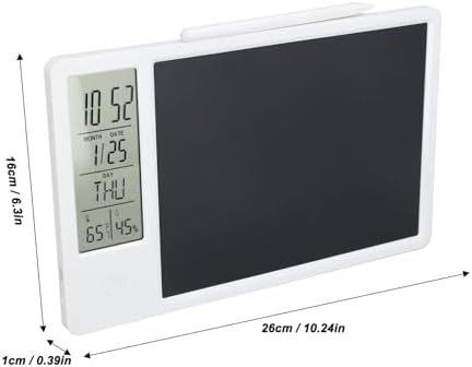 Electronic Calendar Writing Board, LCD Digital Writing Tablet with Notepad, HD Display for Time Temperature Humidity, Reusable Paperless Memo Pad for Office Home (White)