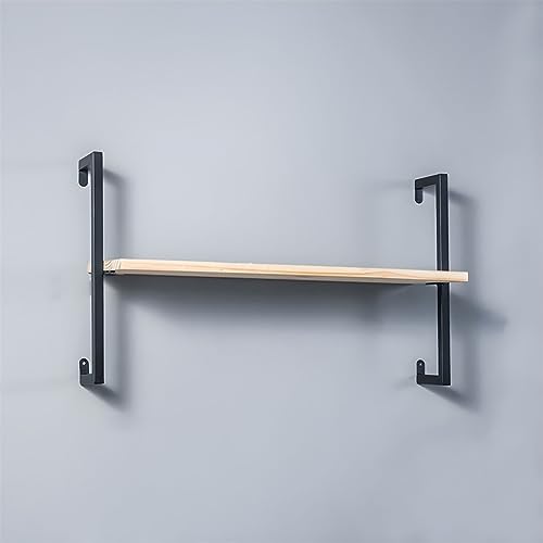 Contemporary Wall Unit Bookcase Metal Frame Pine Wood Shelf Bookshelf Wall-Mounted Bookshelf Wrought Iron Bag Rack Multi-Layer Clothing Store Decoration Black Wood 31.5" L x 9.8" W x 17.3" H