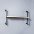 Contemporary Wall Unit Bookcase Metal Frame Pine Wood Shelf Bookshelf Wall-Mounted Bookshelf Wrought Iron Bag Rack Multi-Layer Clothing Store Decoration Black Wood 31.5" L x 9.8" W x 17.3" H