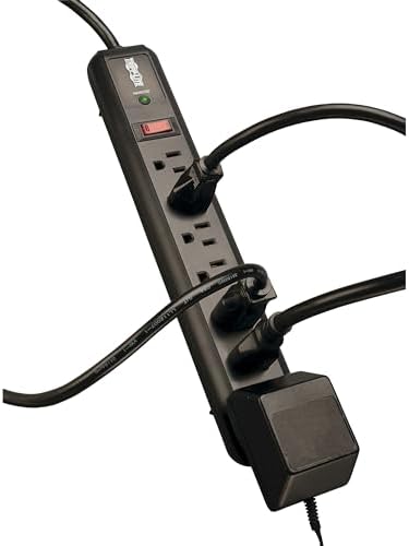 Tripp Lite 7 Outlet (6 Right Angle + 1 Transformer Outlet) Surge Protector Power Strip, 4ft Cord, Black, Lifetime Limited Warranty & $25K INSURANCE (TLP74RB)